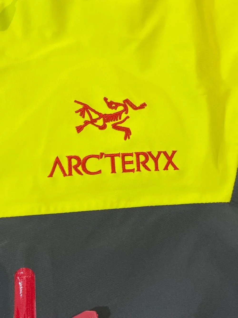 Arc'teryx GORE‑TEX Hard Shell Hooded Jacket Colorblock Yellow Navy Red XL